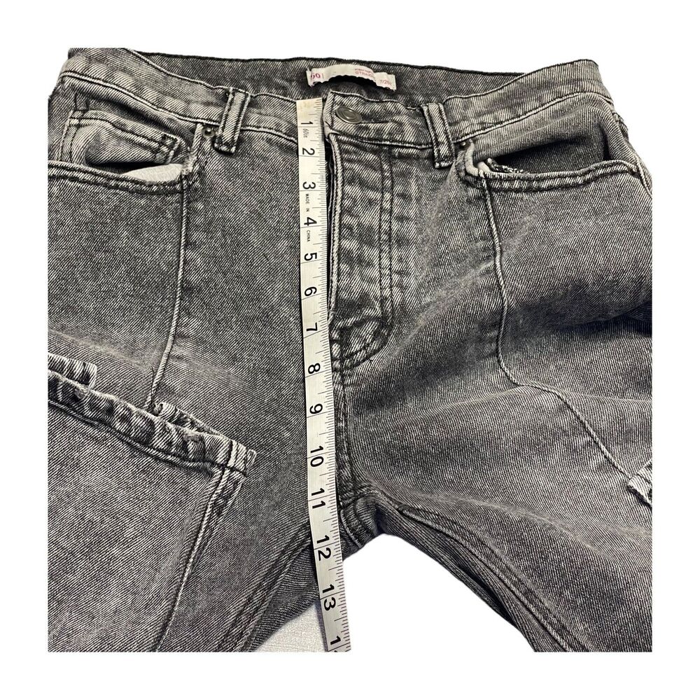 SO Super High Rise Straight Jeans Women's 7/28W Gray Denim Pockets Ankle Slits - Picture 3 of 6